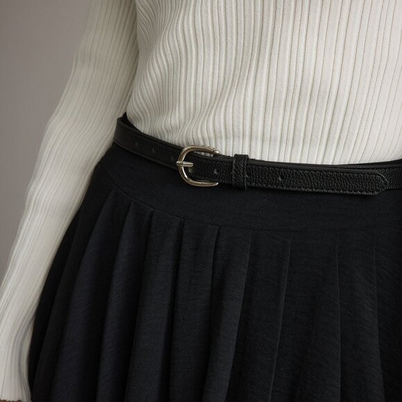 12th Tribe Liya Silver Genuine Leather Skinny Belt Size M/L